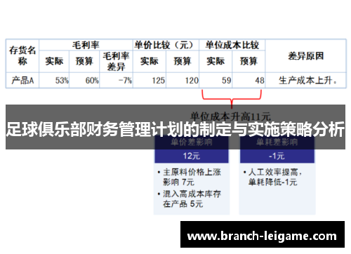 足球俱乐部财务管理计划的制定与实施策略分析