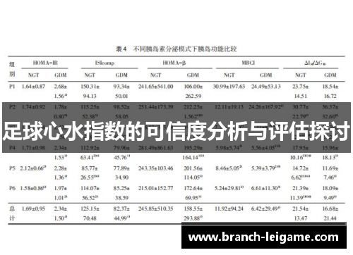 足球心水指数的可信度分析与评估探讨